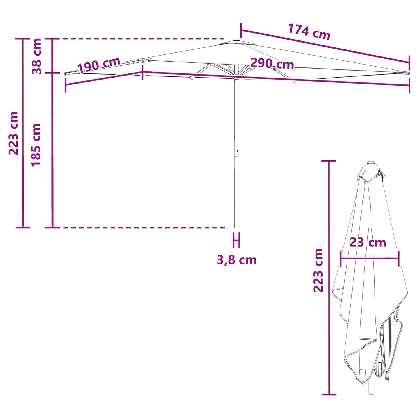 Tuinparasol 200 x 300 cm Polyester Rechthoekig Taupe is nu te koop bij PeponiXL, paradijselijk wonen!