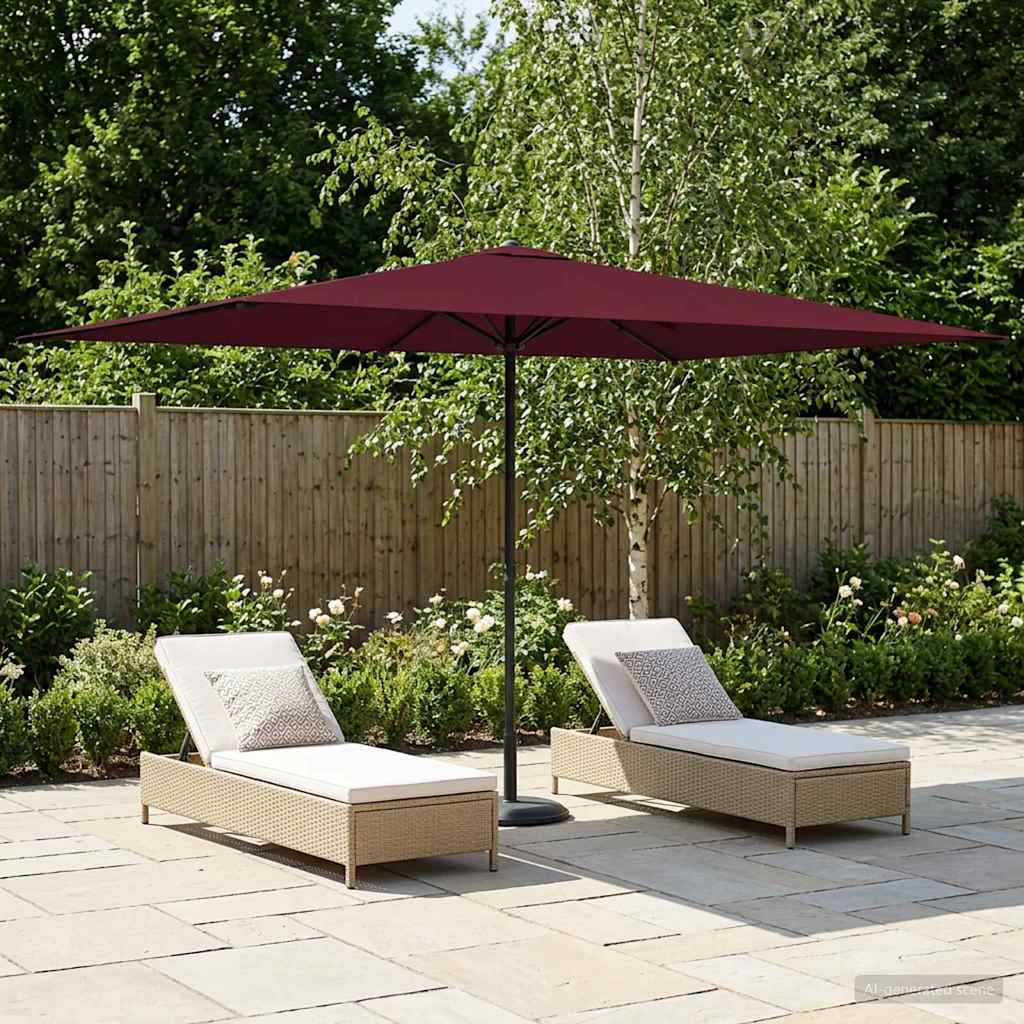 Tuinparasol 200 x 300 cm Polyester Rechthoekig Bordeaux Rood is nu te koop bij PeponiXL, paradijselijk wonen!