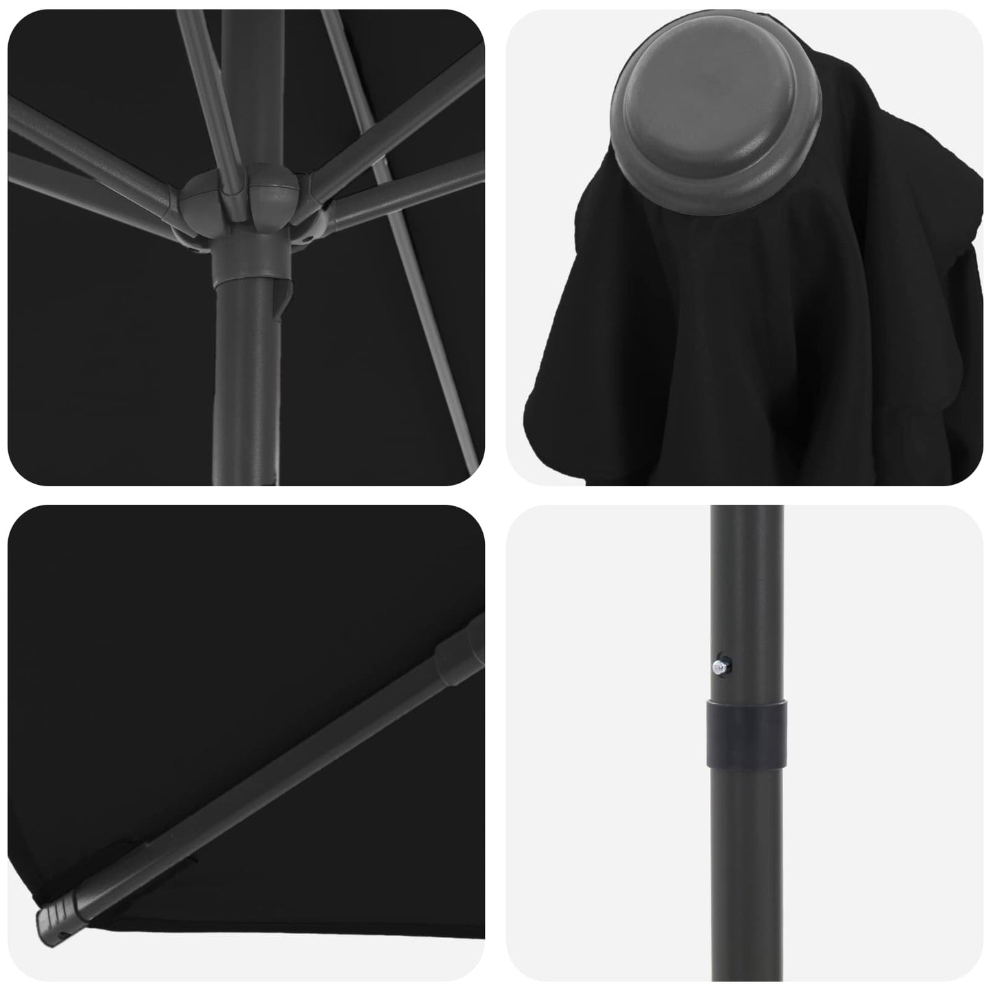 Tuinparasol 200 x 300 cm Polyester Rechthoekig Zwart is nu te koop bij PeponiXL, paradijselijk wonen!