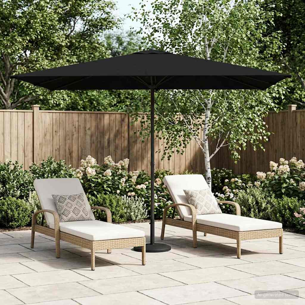 Tuinparasol 200 x 300 cm Polyester Rechthoekig Zwart is nu te koop bij PeponiXL, paradijselijk wonen!