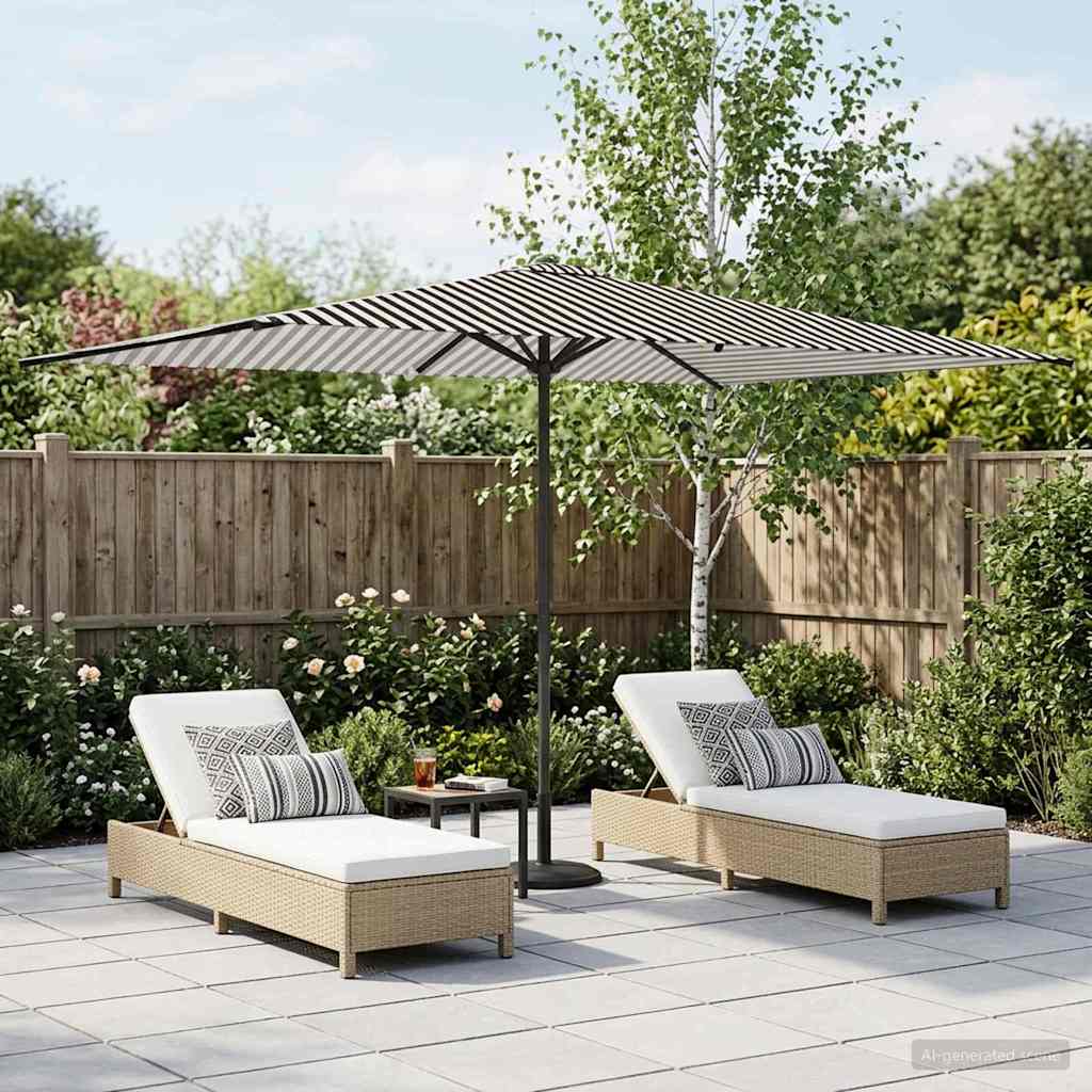 Tuinparasol 200 x 300 cm Polyester Rechthoekig Zwart en Wit is nu te koop bij PeponiXL, paradijselijk wonen!