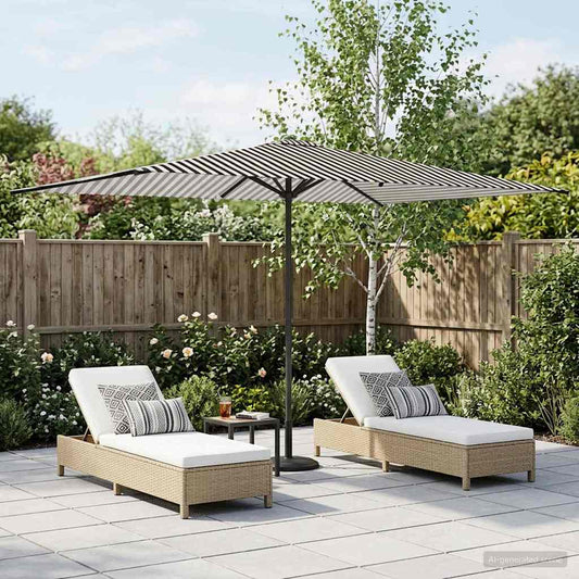 Tuinparasol 200 x 300 cm Polyester Rechthoekig Zwart en Wit is nu te koop bij PeponiXL, paradijselijk wonen!