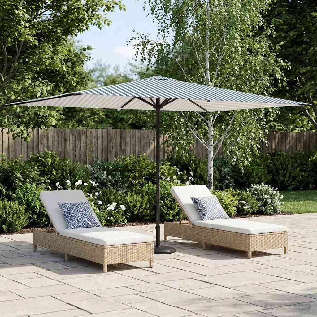 Tuinparasol 200 x 300 cm Polyester Rechthoekig Blauw en Wit is nu te koop bij PeponiXL, paradijselijk wonen!