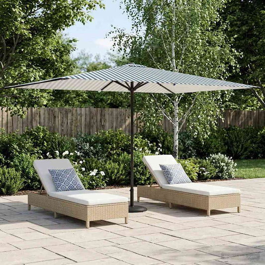 Tuinparasol 200 x 300 cm Polyester Rechthoekig Blauw en Wit is nu te koop bij PeponiXL, paradijselijk wonen!