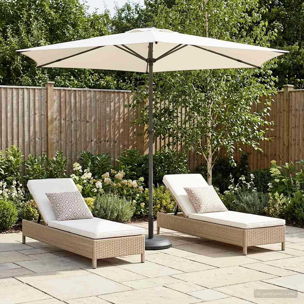 Tuinparasol 270 x 270 cm Polyester Rechthoekig Crèmekleurig is nu te koop bij PeponiXL, paradijselijk wonen!