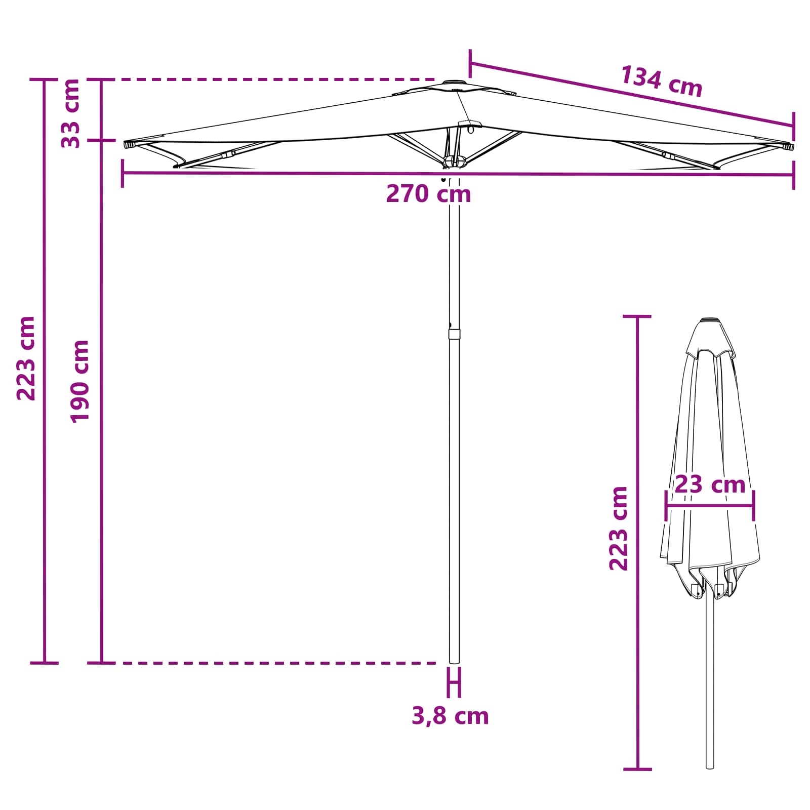Tuinparasol 270 x 270 cm Polyester Rechthoekig Crèmekleurig is nu te koop bij PeponiXL, paradijselijk wonen!