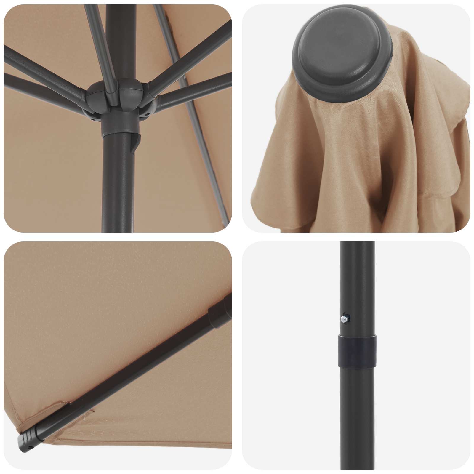 Tuinparasol 270 x 270 cm Polyester Rechthoekig Taupe is nu te koop bij PeponiXL, paradijselijk wonen!
