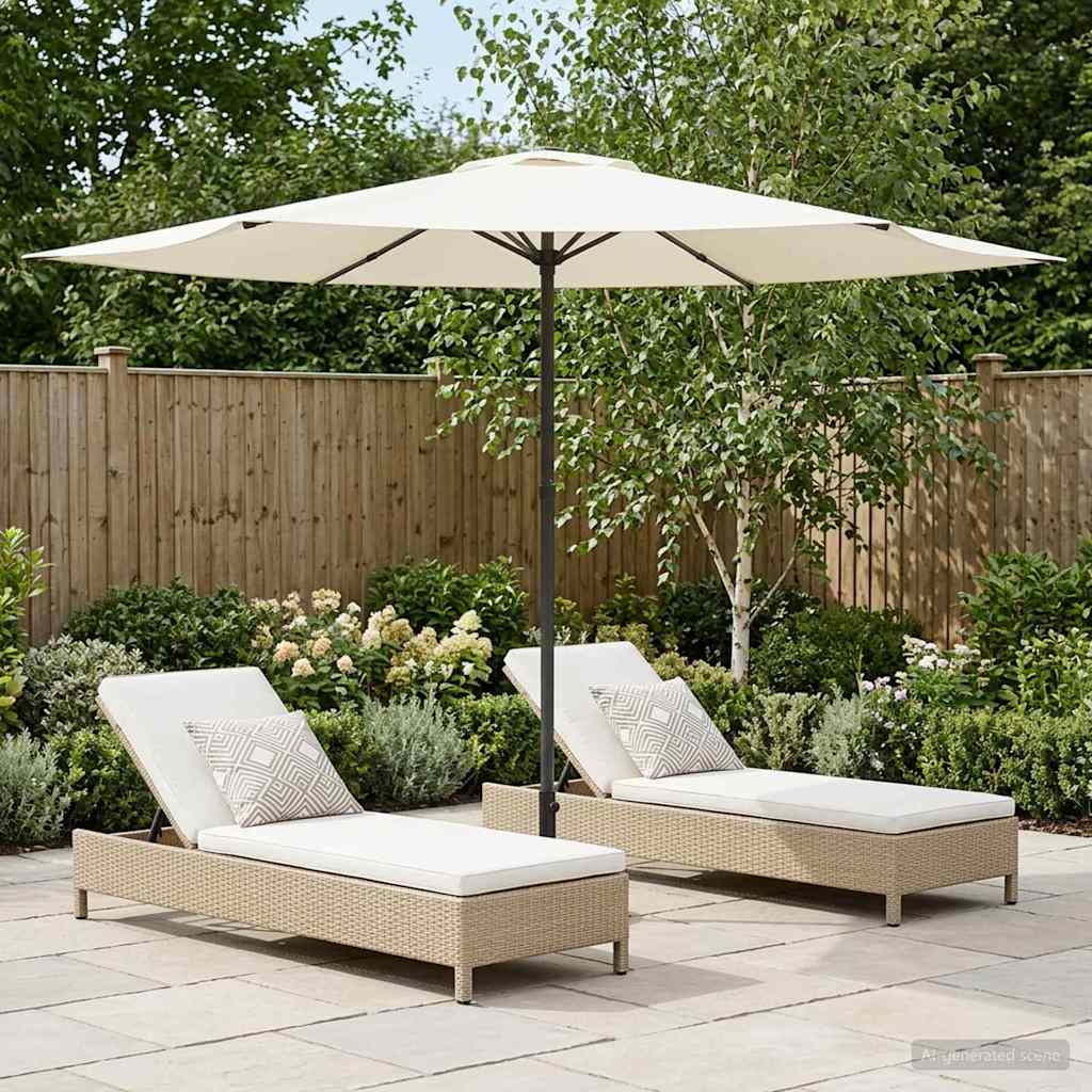 Tuinparasol 300 x 300 cm Polyester Rechthoekig Crèmekleurig is nu te koop bij PeponiXL, paradijselijk wonen!