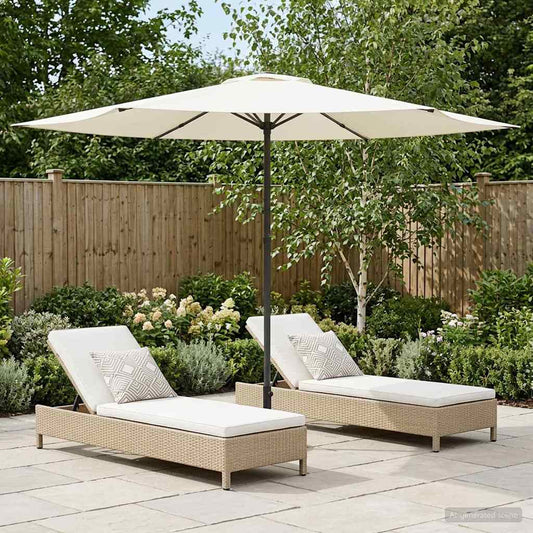 Tuinparasol 300 x 300 cm Polyester Rechthoekig Crèmekleurig is nu te koop bij PeponiXL, paradijselijk wonen!