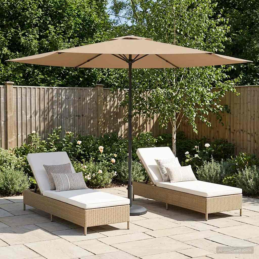 Tuinparasol 300 x 300 cm Polyester Rechthoekig Taupe is nu te koop bij PeponiXL, paradijselijk wonen!