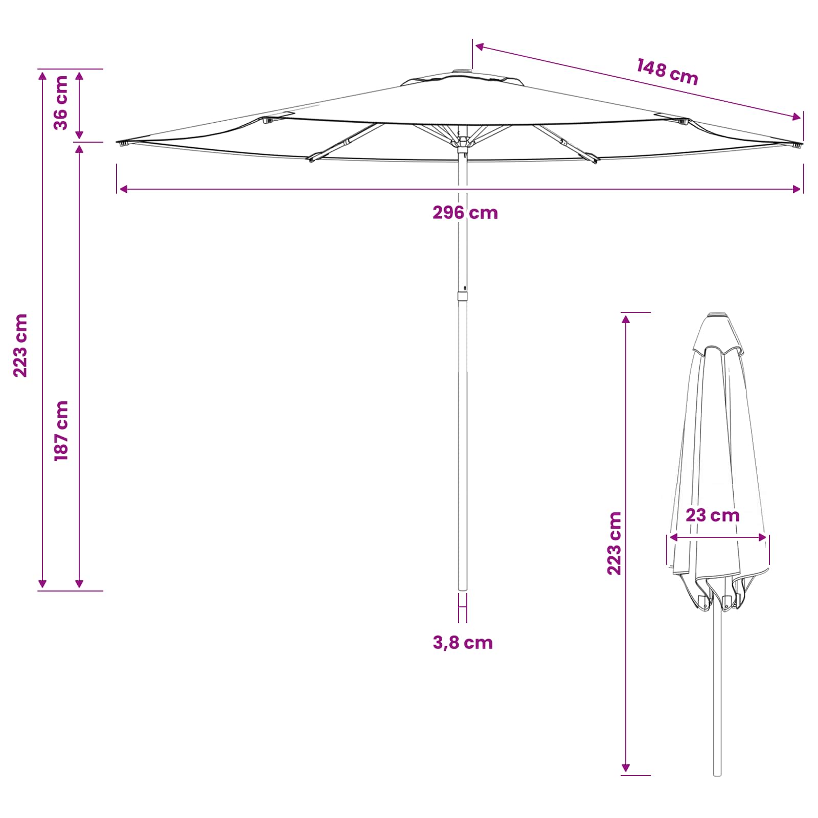 Tuinparasol 300 x 300 cm Polyester Rechthoekig Taupe is nu te koop bij PeponiXL, paradijselijk wonen!