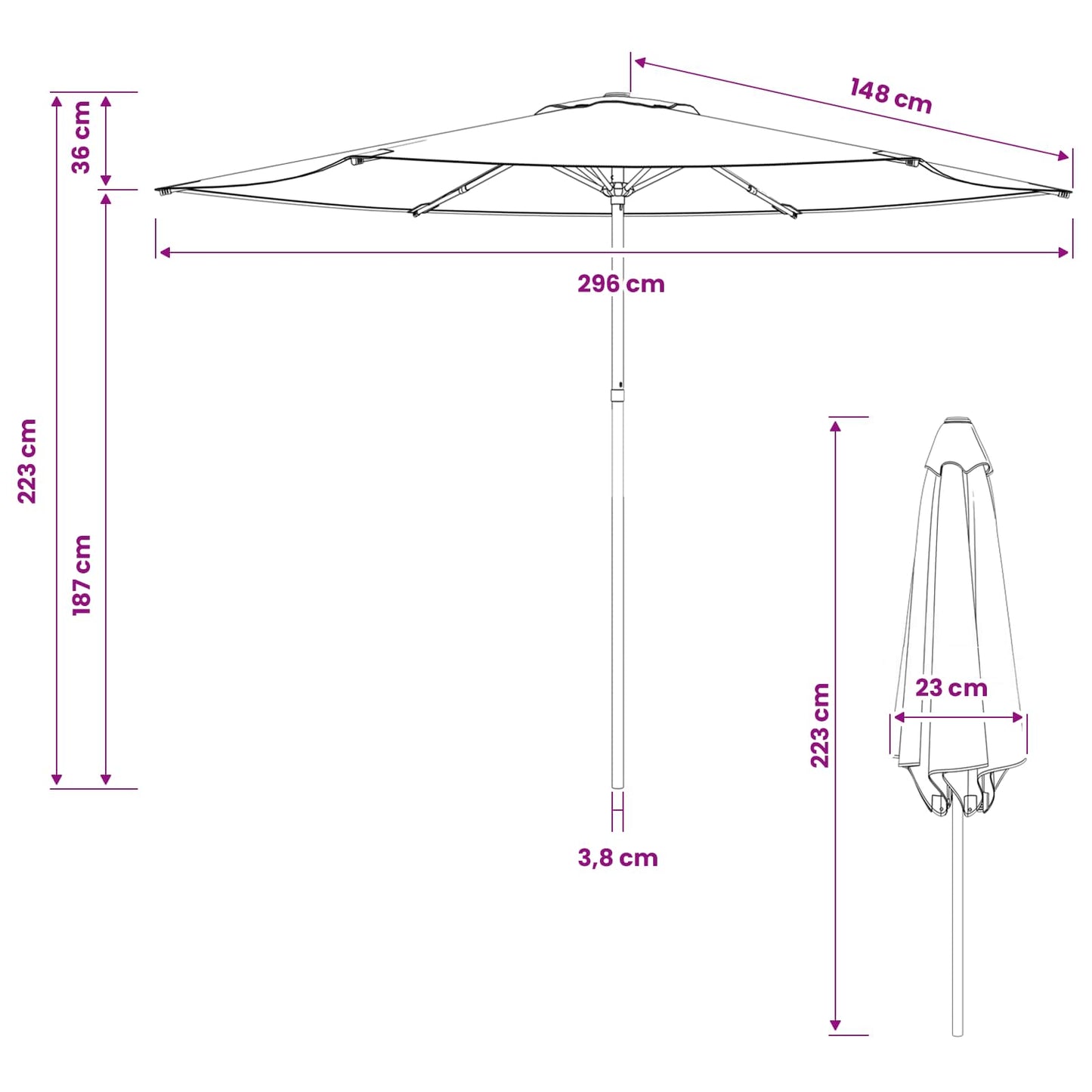 Tuinparasol 300 x 300 cm Polyester Rechthoekig Antracietkleurig is nu te koop bij PeponiXL, paradijselijk wonen!