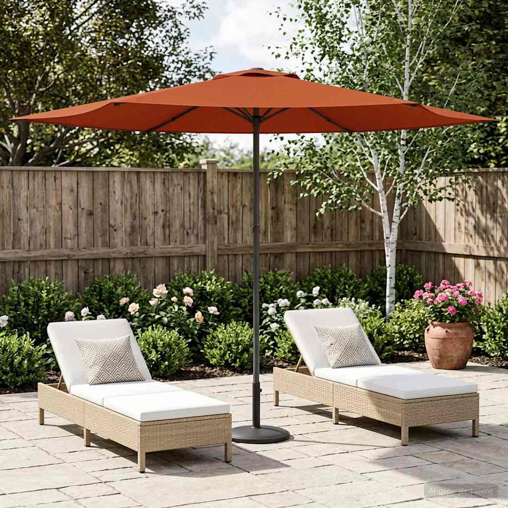 Tuinparasol 300 x 300 cm Polyester Rechthoekig Terracotta is nu te koop bij PeponiXL, paradijselijk wonen!