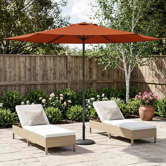 Tuinparasol 300 x 300 cm Polyester Rechthoekig Terracotta is nu te koop bij PeponiXL, paradijselijk wonen!