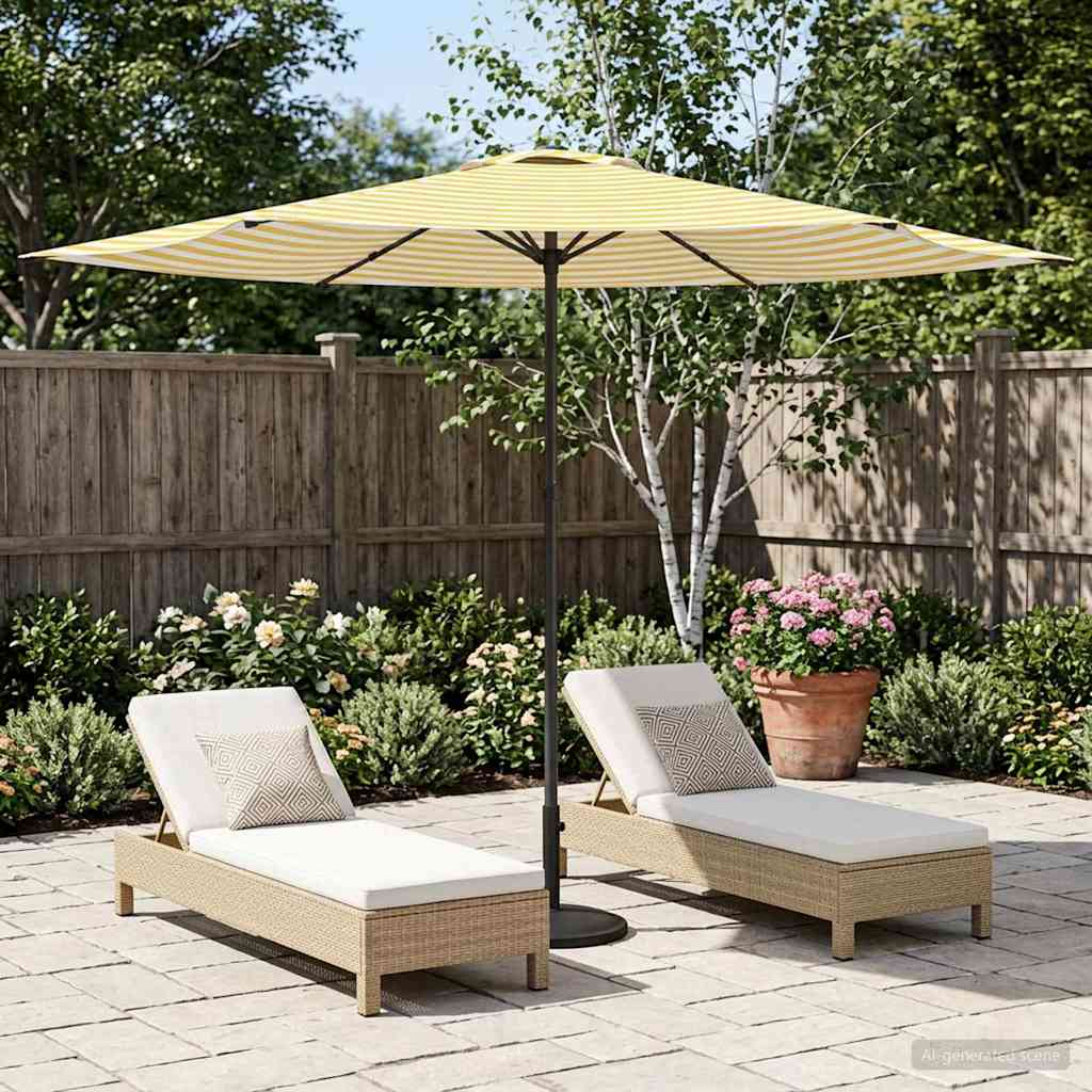 Tuinparasol 300 x 300 cm Polyester Rechthoekig Geel en Wit is nu te koop bij PeponiXL, paradijselijk wonen!