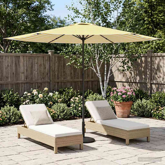 Tuinparasol 300 x 300 cm Polyester Rechthoekig Geel en Wit is nu te koop bij PeponiXL, paradijselijk wonen!
