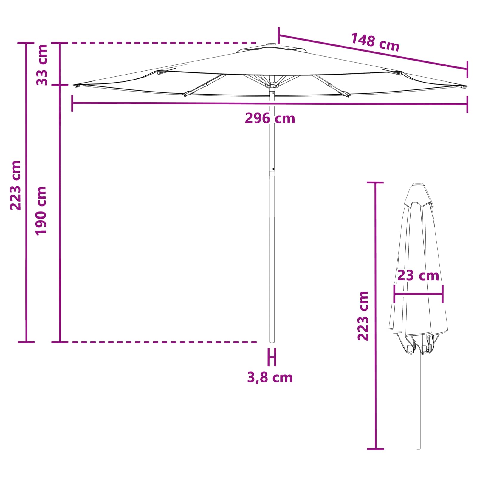 Tuinparasol 300 x 300 cm Polyester Rechthoekig Geel en Wit is nu te koop bij PeponiXL, paradijselijk wonen!