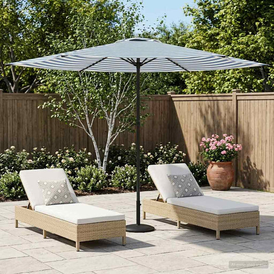 Tuinparasol 300 x 300 cm Polyester Rechthoekig Blauw en Wit is nu te koop bij PeponiXL, paradijselijk wonen!