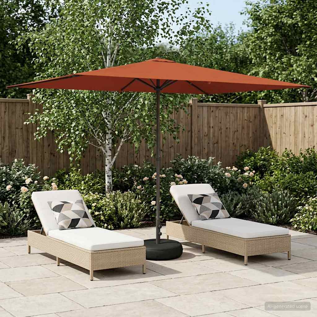 Tuinparasol met Basis 200 x 300 cm Polyester Rechthoekig is nu te koop bij PeponiXL, paradijselijk wonen!