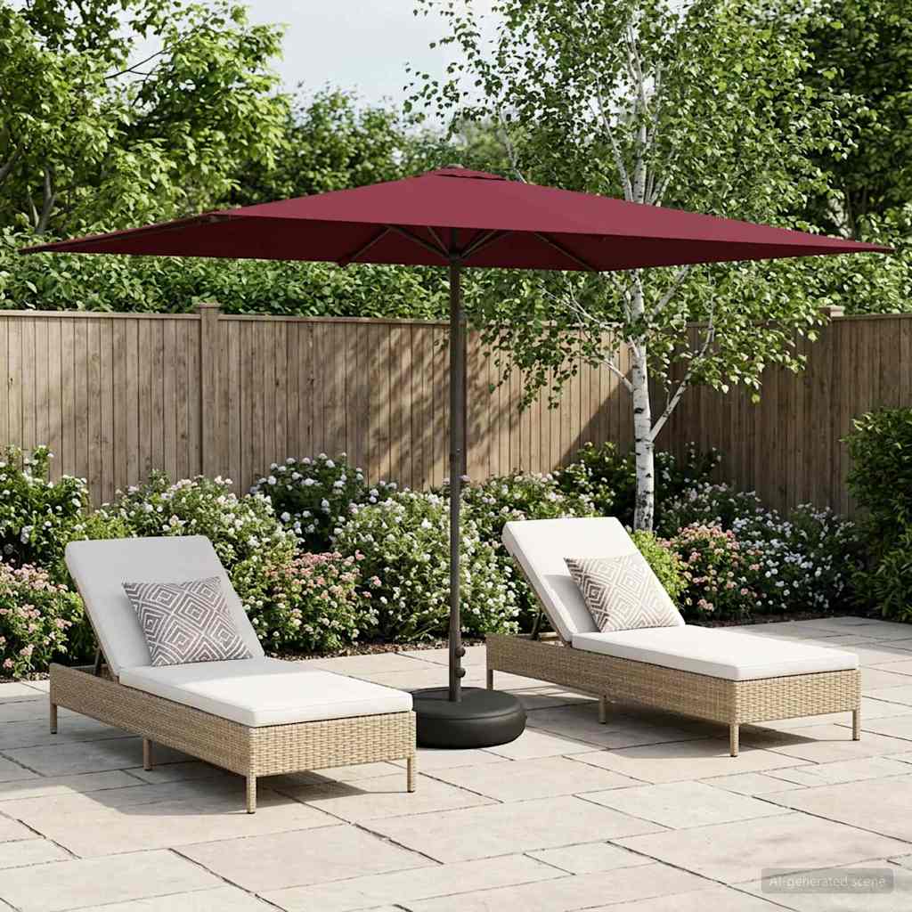 Tuinparasol met Basis 200 x 300 cm Polyester Rechthoekig is nu te koop bij PeponiXL, paradijselijk wonen!