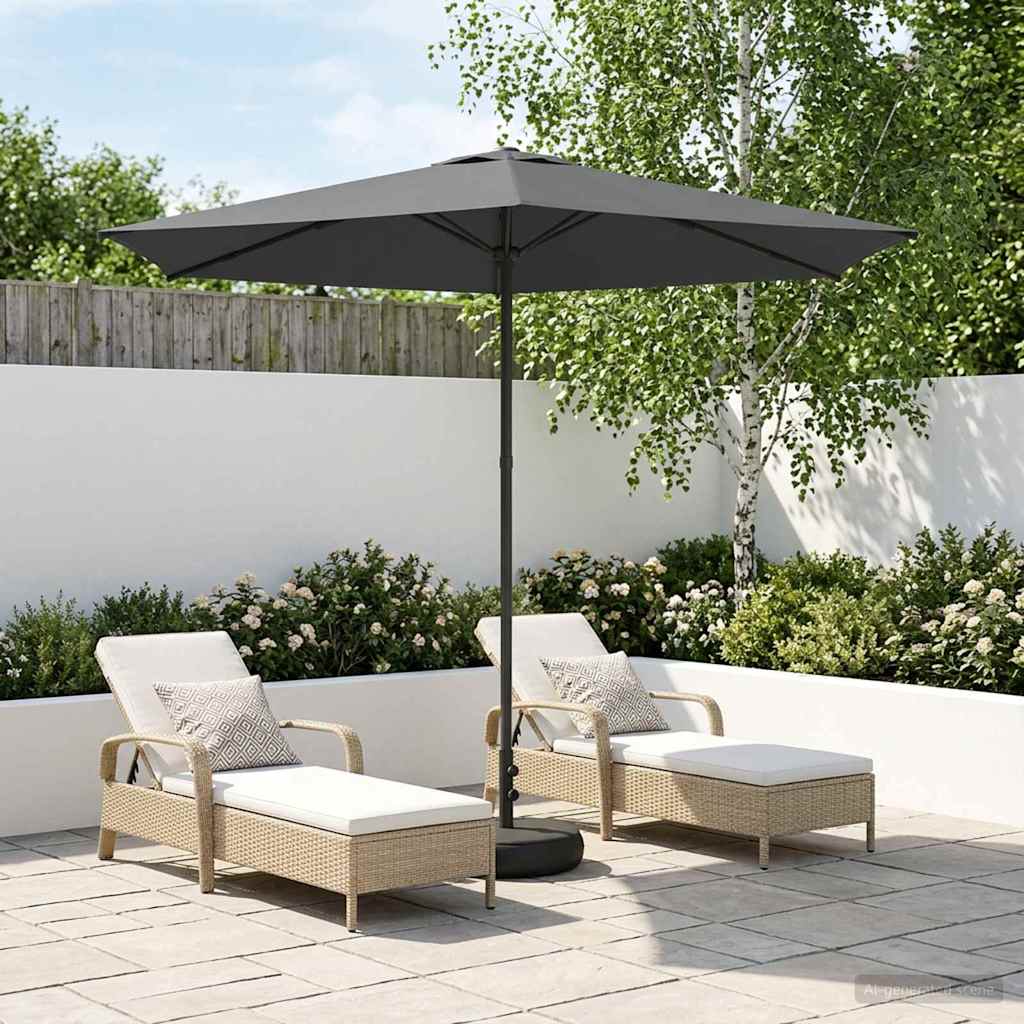 Tuinparasol met Basis 270 x 270 cm Polyester Rechthoekig is nu te koop bij PeponiXL, paradijselijk wonen!