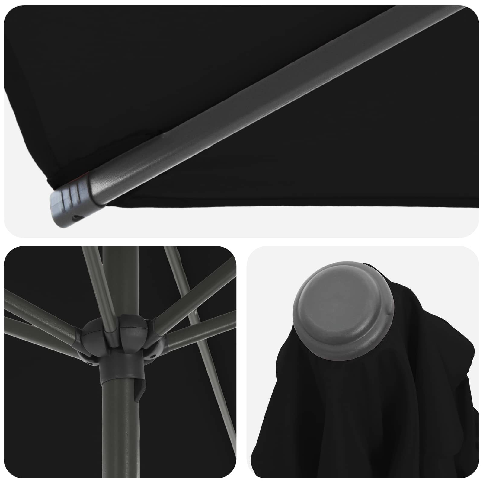 Tuinparasol met Basis 270 x 270 cm Polyester Rechthoekig Zwart is nu te koop bij PeponiXL, paradijselijk wonen!