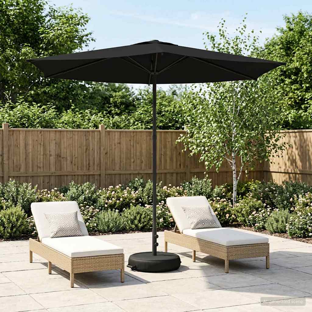 Tuinparasol met Basis 270 x 270 cm Polyester Rechthoekig Zwart is nu te koop bij PeponiXL, paradijselijk wonen!