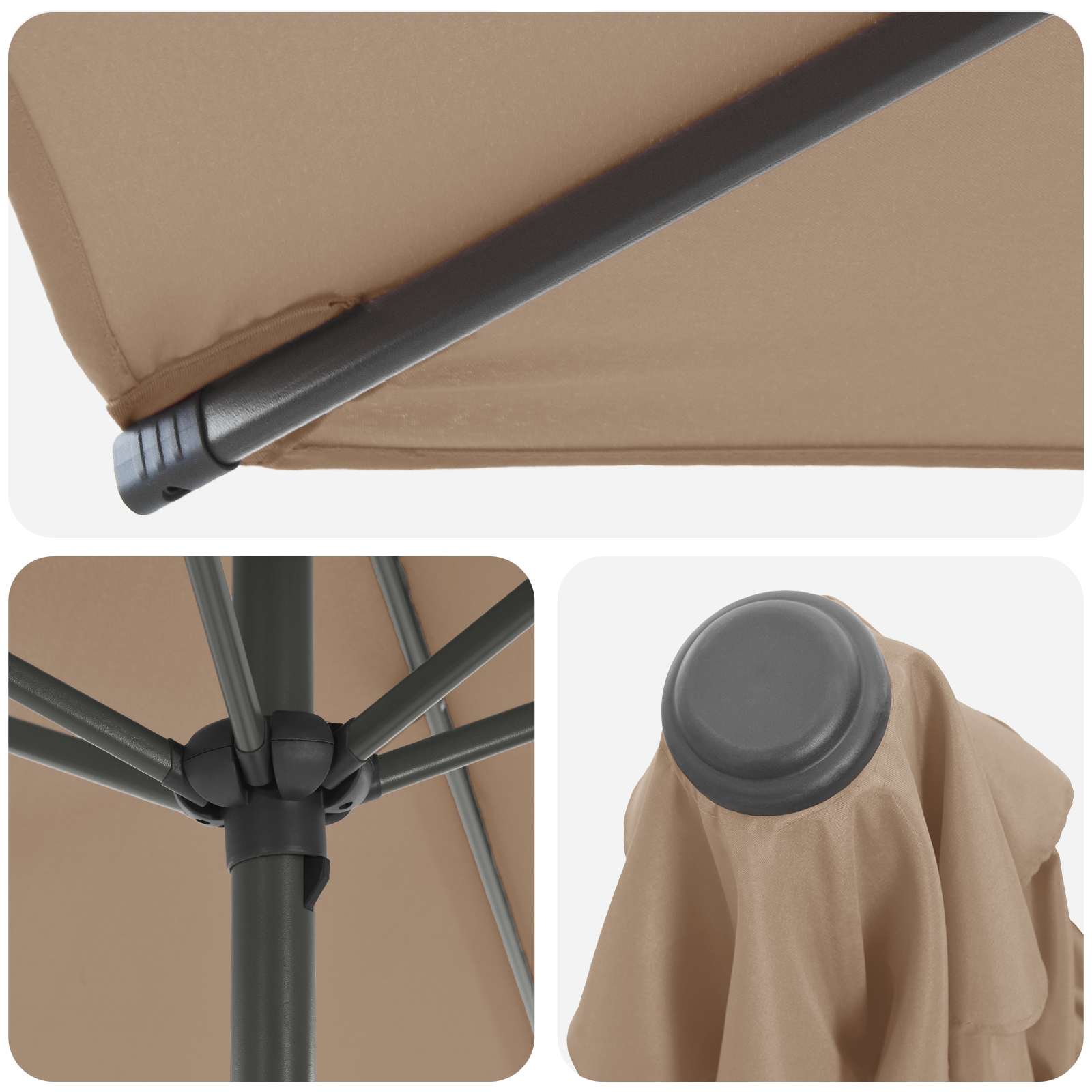 Tuinparasol met Basis 300 x 300 cm Polyester Rechthoekig Taupe is nu te koop bij PeponiXL, paradijselijk wonen!