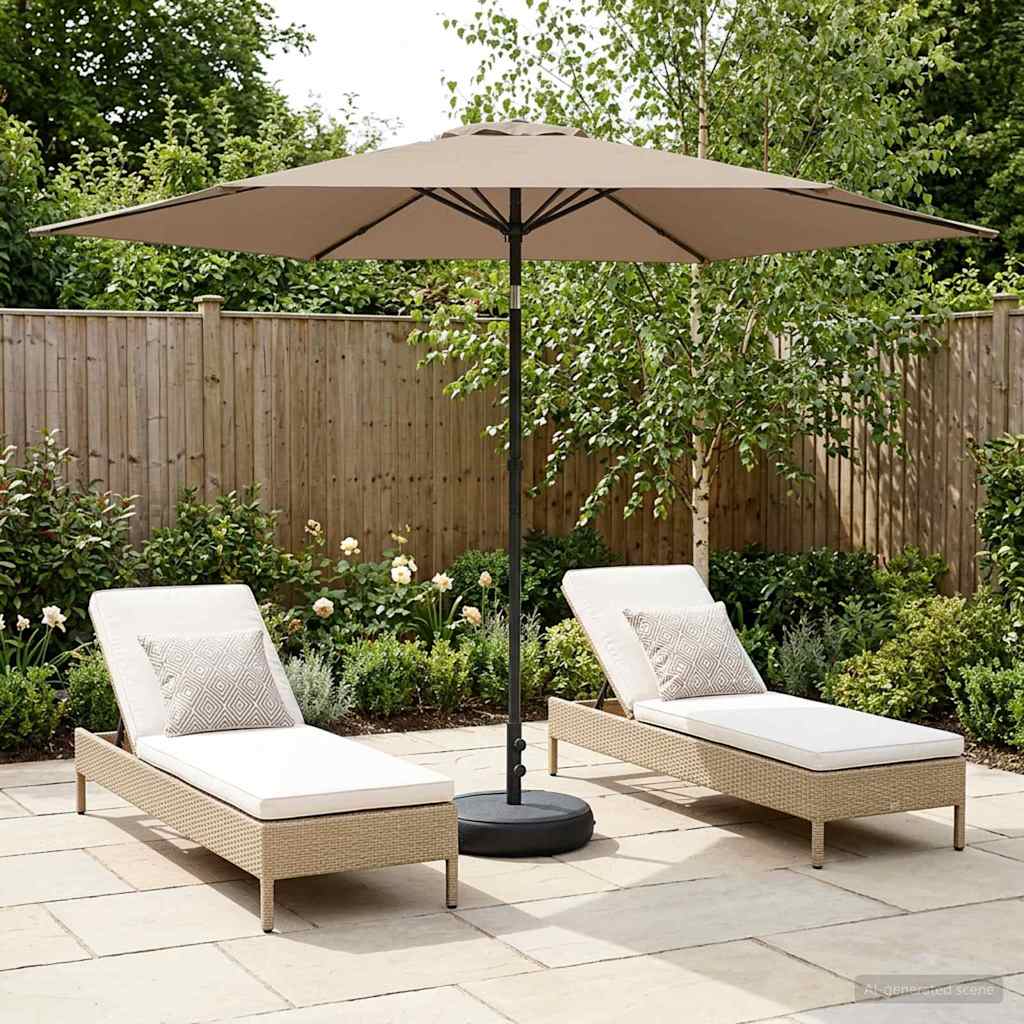 Tuinparasol met Basis 300 x 300 cm Polyester Rechthoekig Taupe is nu te koop bij PeponiXL, paradijselijk wonen!