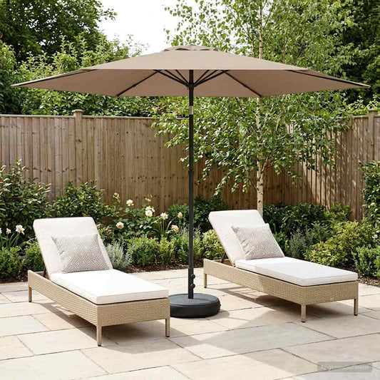Tuinparasol met Basis 300 x 300 cm Polyester Rechthoekig Taupe is nu te koop bij PeponiXL, paradijselijk wonen!