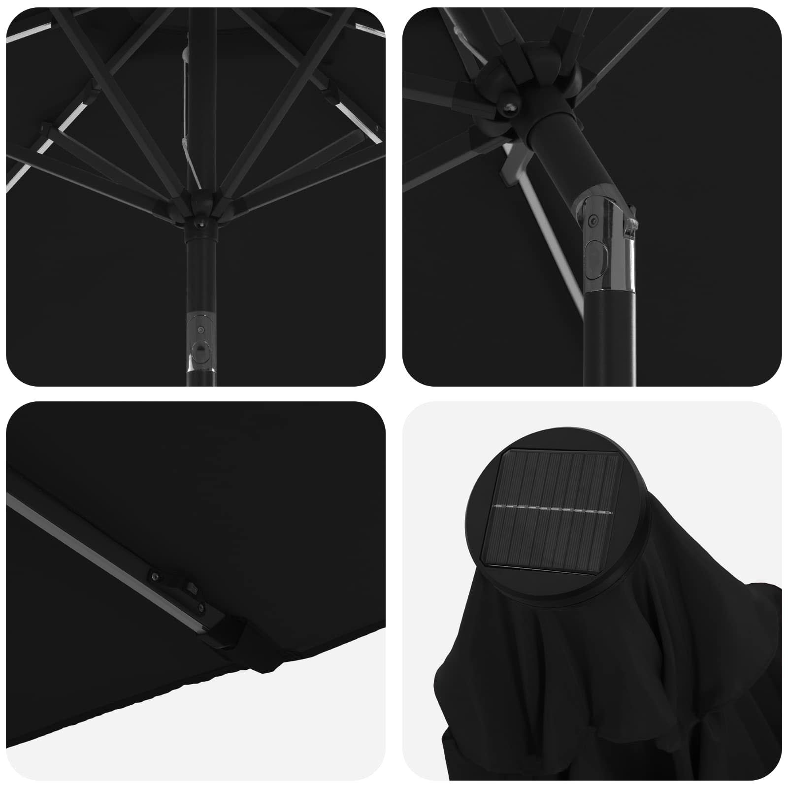 Tuinparasol met LED-lampen en voet 200 x 300 cm Polyester Zwart is nu te koop bij PeponiXL, paradijselijk wonen!