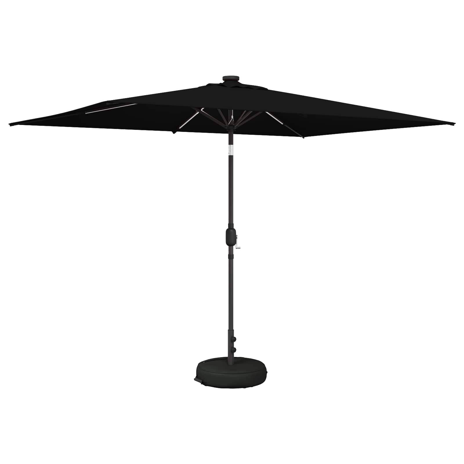 Tuinparasol met LED-lampen en voet 200 x 300 cm Polyester Zwart is nu te koop bij PeponiXL, paradijselijk wonen!