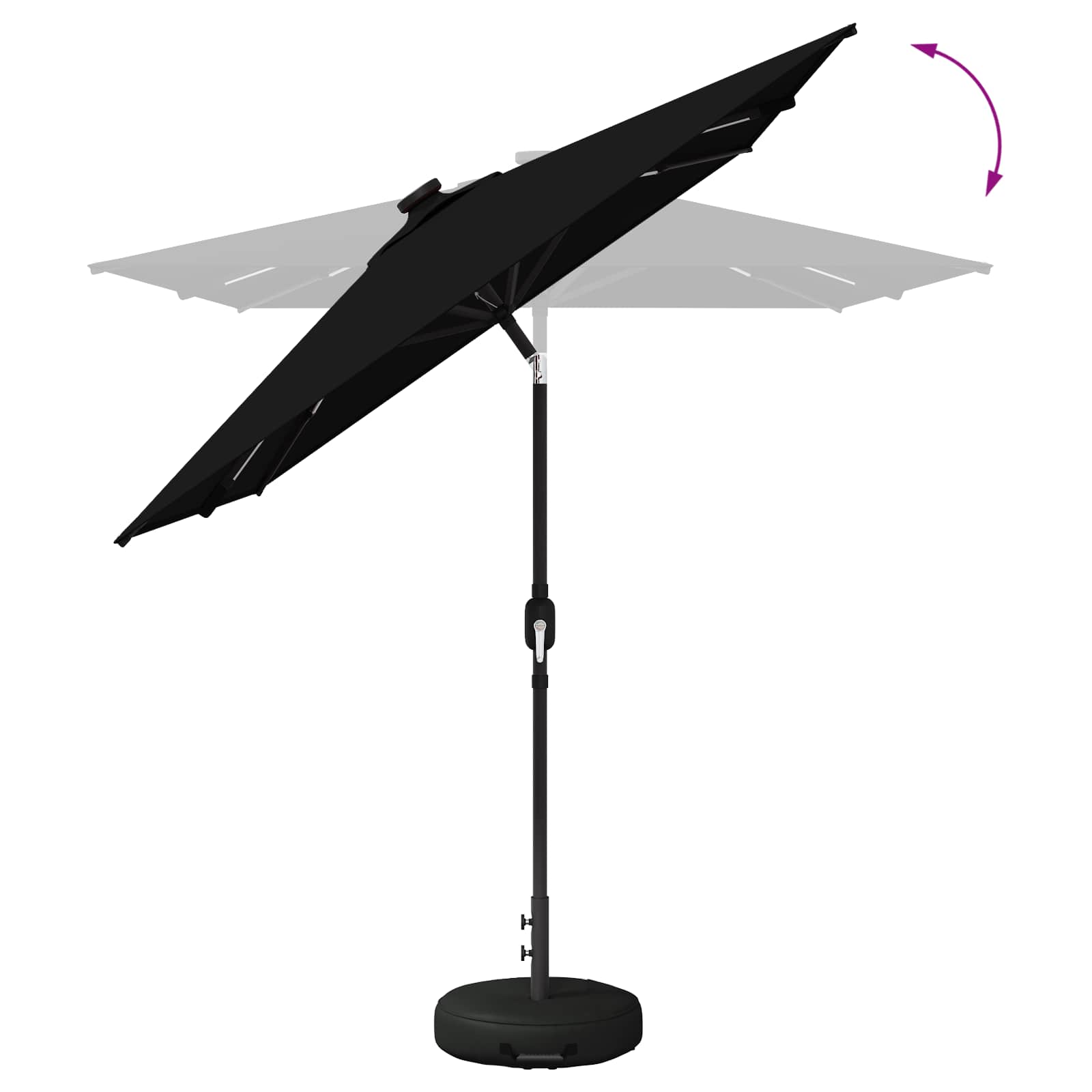Tuinparasol met LED-lampen en voet 200 x 300 cm Polyester Zwart is nu te koop bij PeponiXL, paradijselijk wonen!