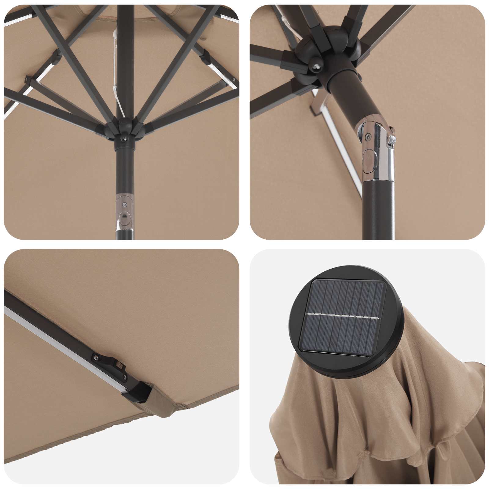 Tuinparasol met LED-lampen en voet 270 x 270 cm Polyester Taupe is nu te koop bij PeponiXL, paradijselijk wonen!