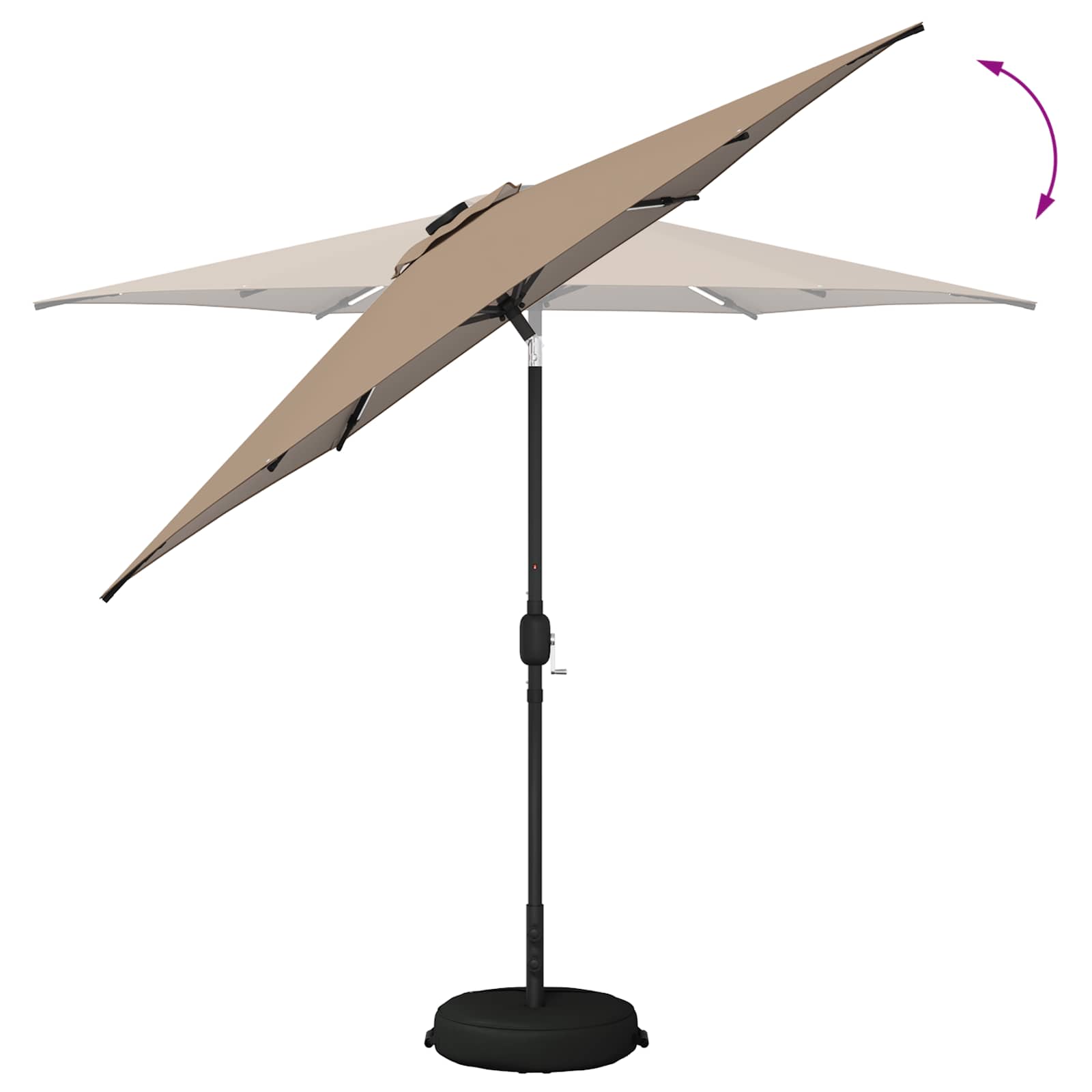 Tuinparasol met LED-lampen en voet 270 x 270 cm Polyester Taupe is nu te koop bij PeponiXL, paradijselijk wonen!