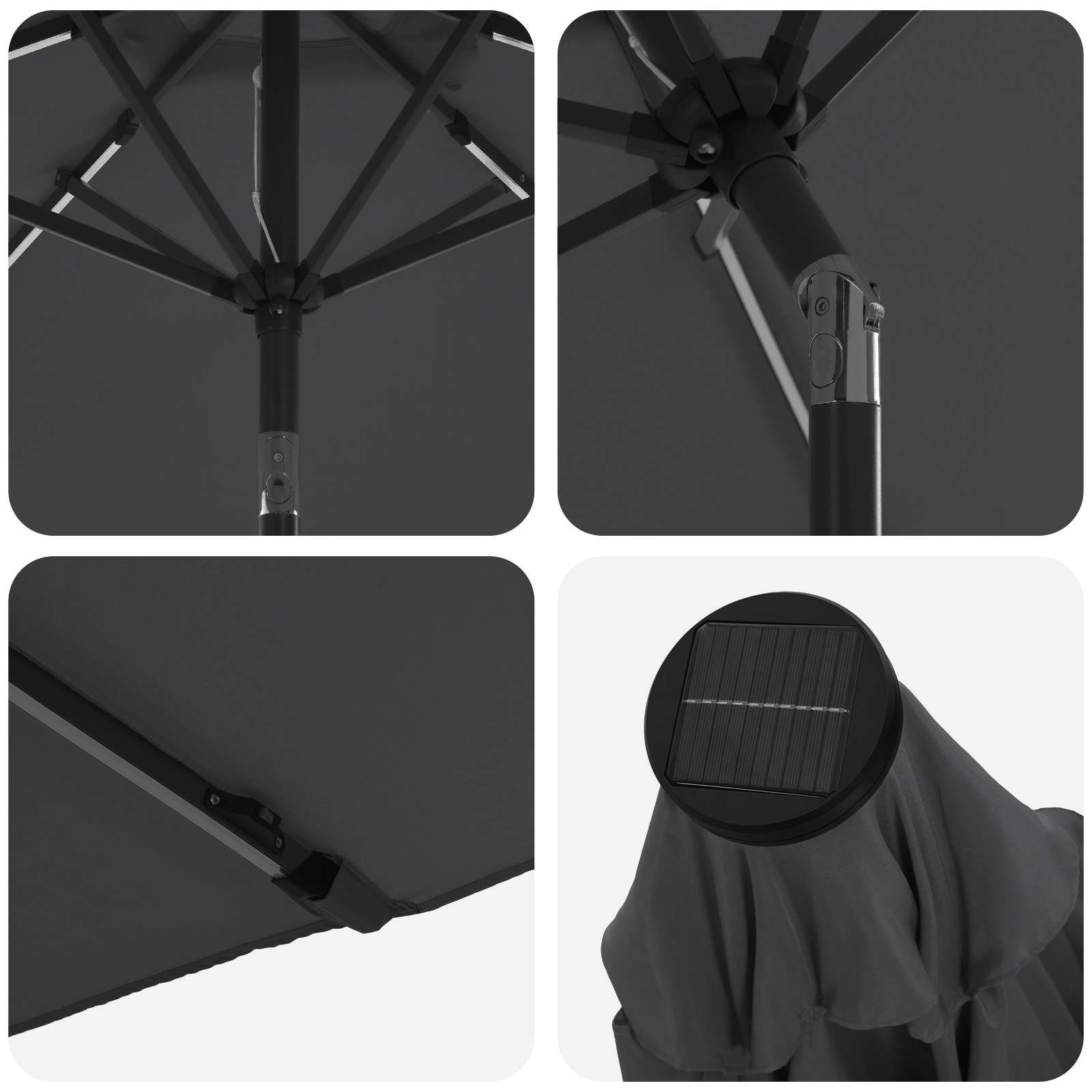 Tuinparasol met LED-lampen en voet 270 x 270 cm Polyester is nu te koop bij PeponiXL, paradijselijk wonen!