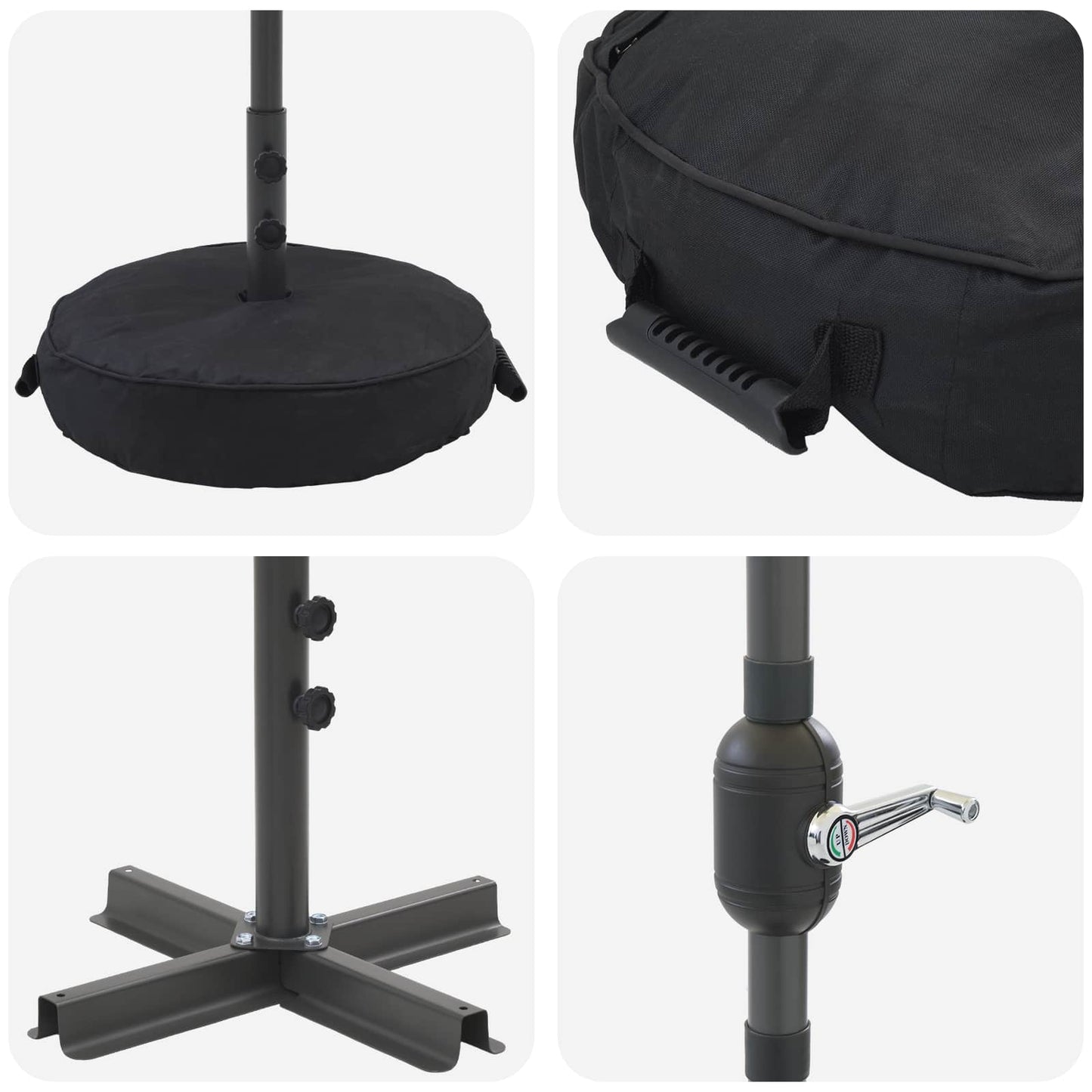 Tuinparasol met LED-lampen en voet 270 x 270 cm Polyester is nu te koop bij PeponiXL, paradijselijk wonen!