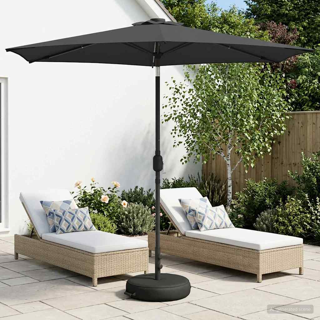 Tuinparasol met LED-lampen en voet 270 x 270 cm Polyester is nu te koop bij PeponiXL, paradijselijk wonen!