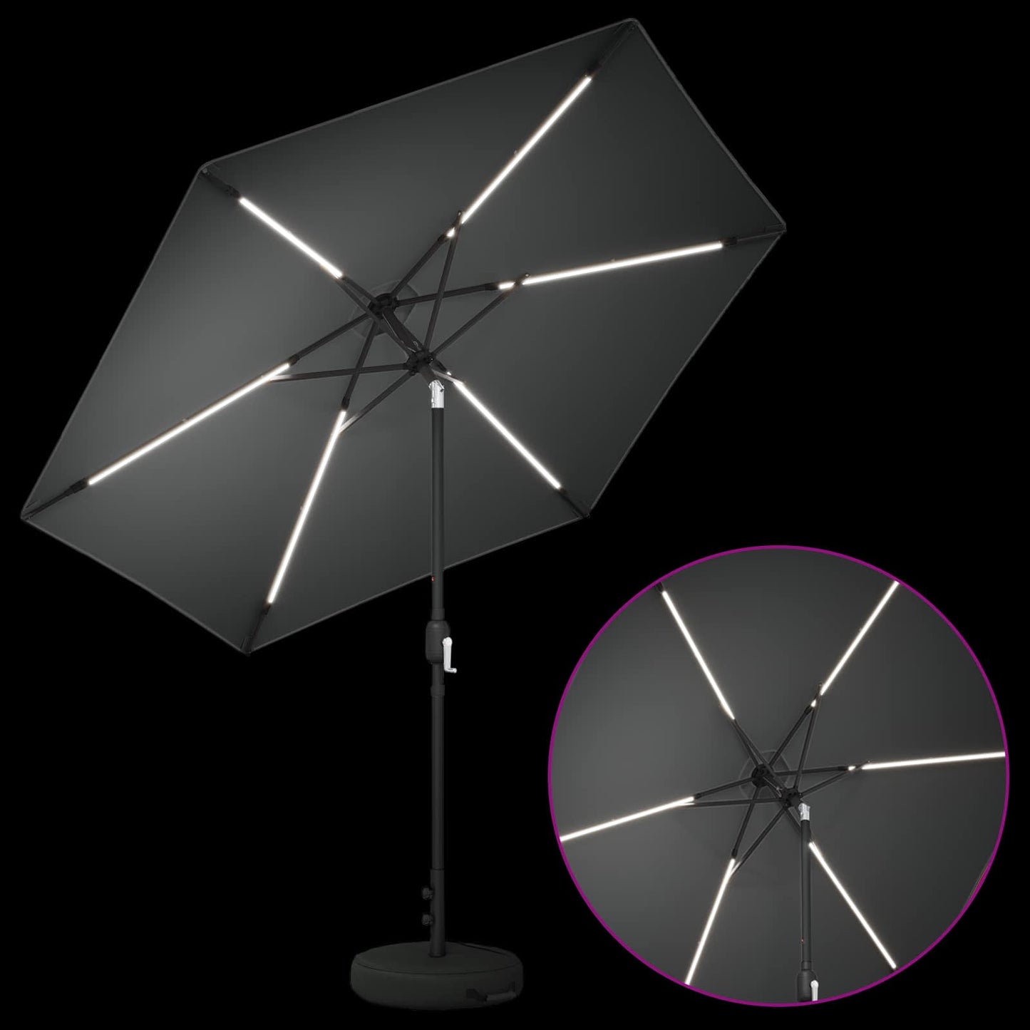Tuinparasol met LED-lampen en voet 270 x 270 cm Polyester is nu te koop bij PeponiXL, paradijselijk wonen!