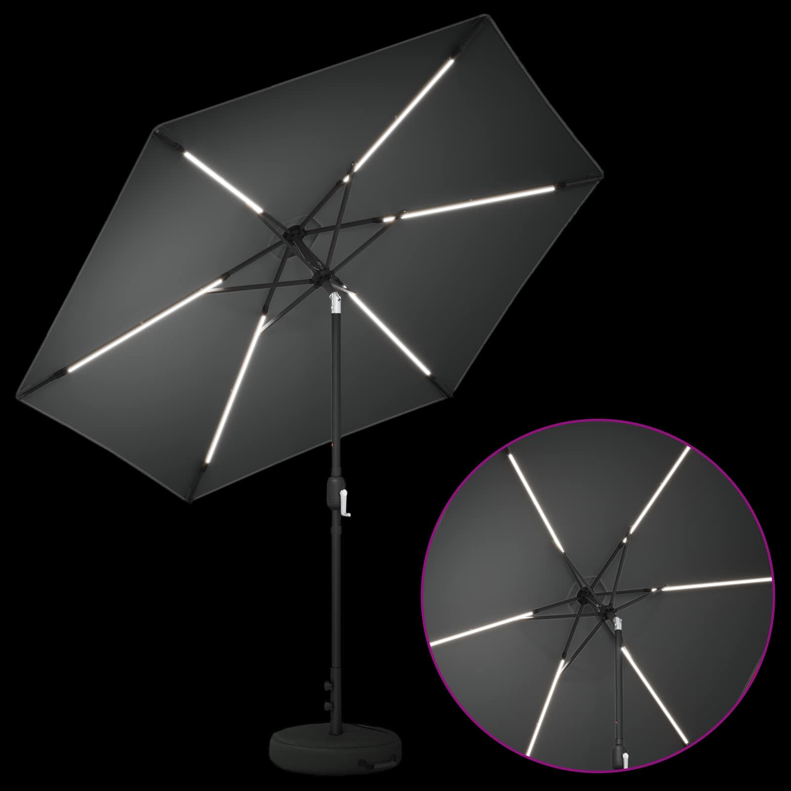 Tuinparasol met LED-lampen en voet 270 x 270 cm Polyester is nu te koop bij PeponiXL, paradijselijk wonen!