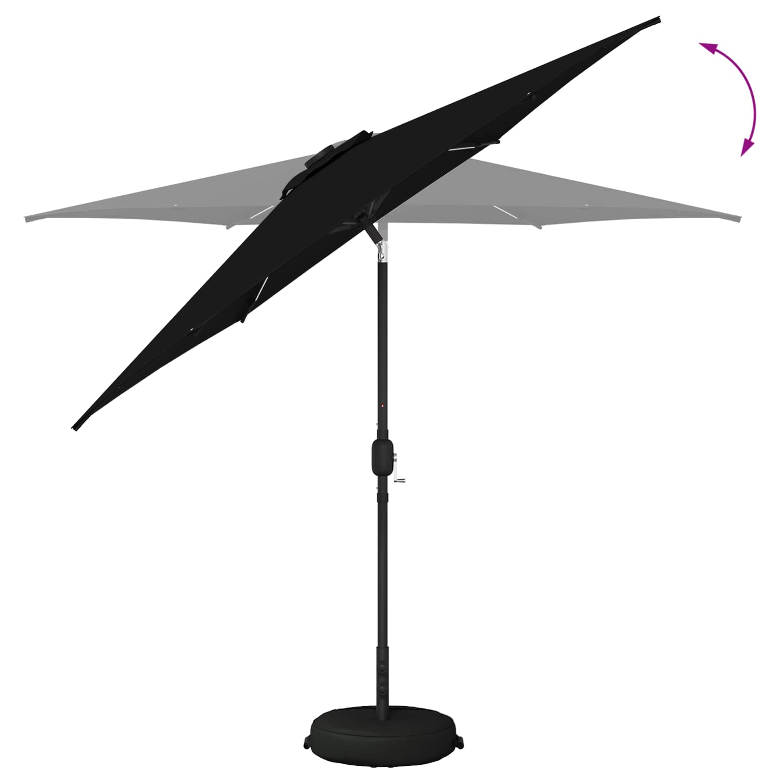 Tuinparasol met LED-lampen en voet 270 x 270 cm Polyester Zwart is nu te koop bij PeponiXL, paradijselijk wonen!