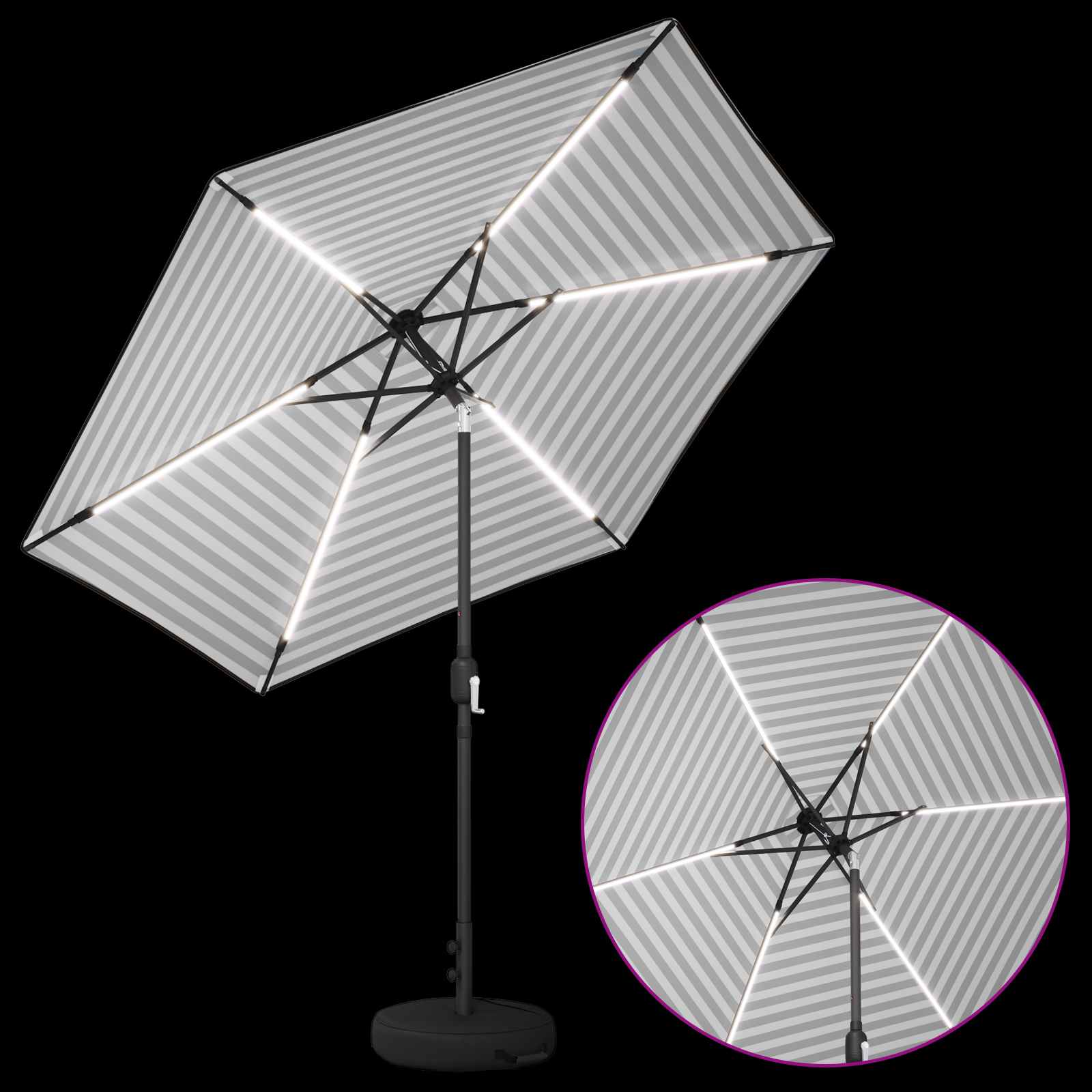 Tuinparasol met LED-lampen en voet 270 x 270 cm Polyester is nu te koop bij PeponiXL, paradijselijk wonen!