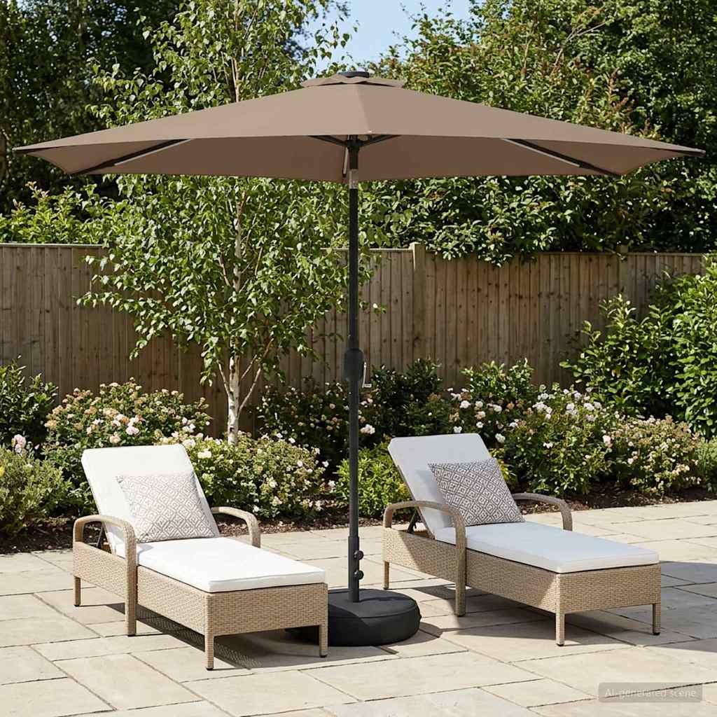 Tuinparasol met LED-lampen en voet 300 x 300 cm Polyester Taupe is nu te koop bij PeponiXL, paradijselijk wonen!