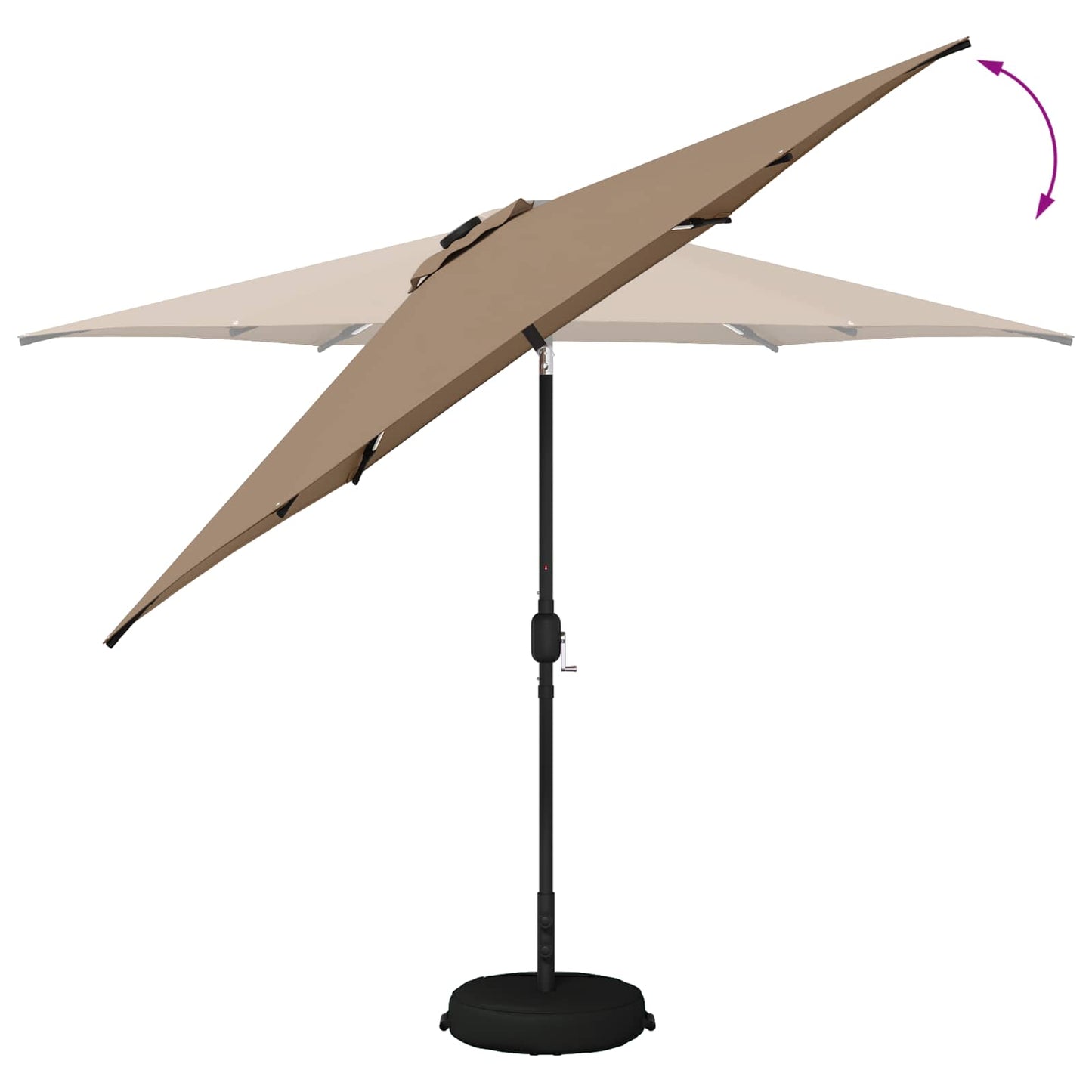 Tuinparasol met LED-lampen en voet 300 x 300 cm Polyester Taupe is nu te koop bij PeponiXL, paradijselijk wonen!