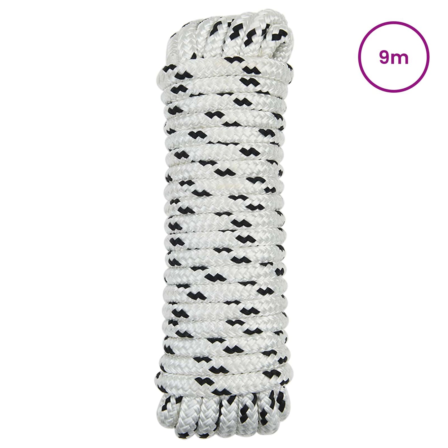Boottouw 9 m 1 Wit en zwart Polyester