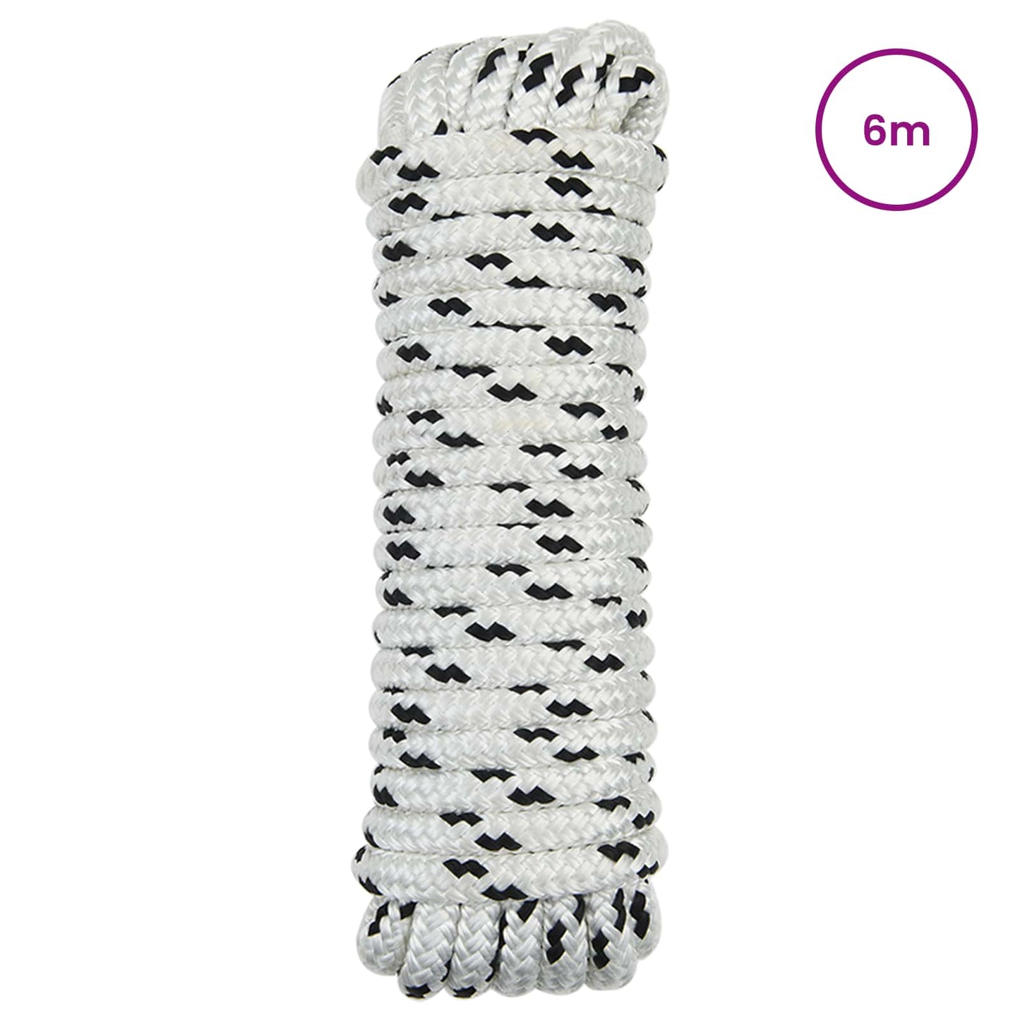 Boottouw 6 m 1.2 Wit en zwart Polyester