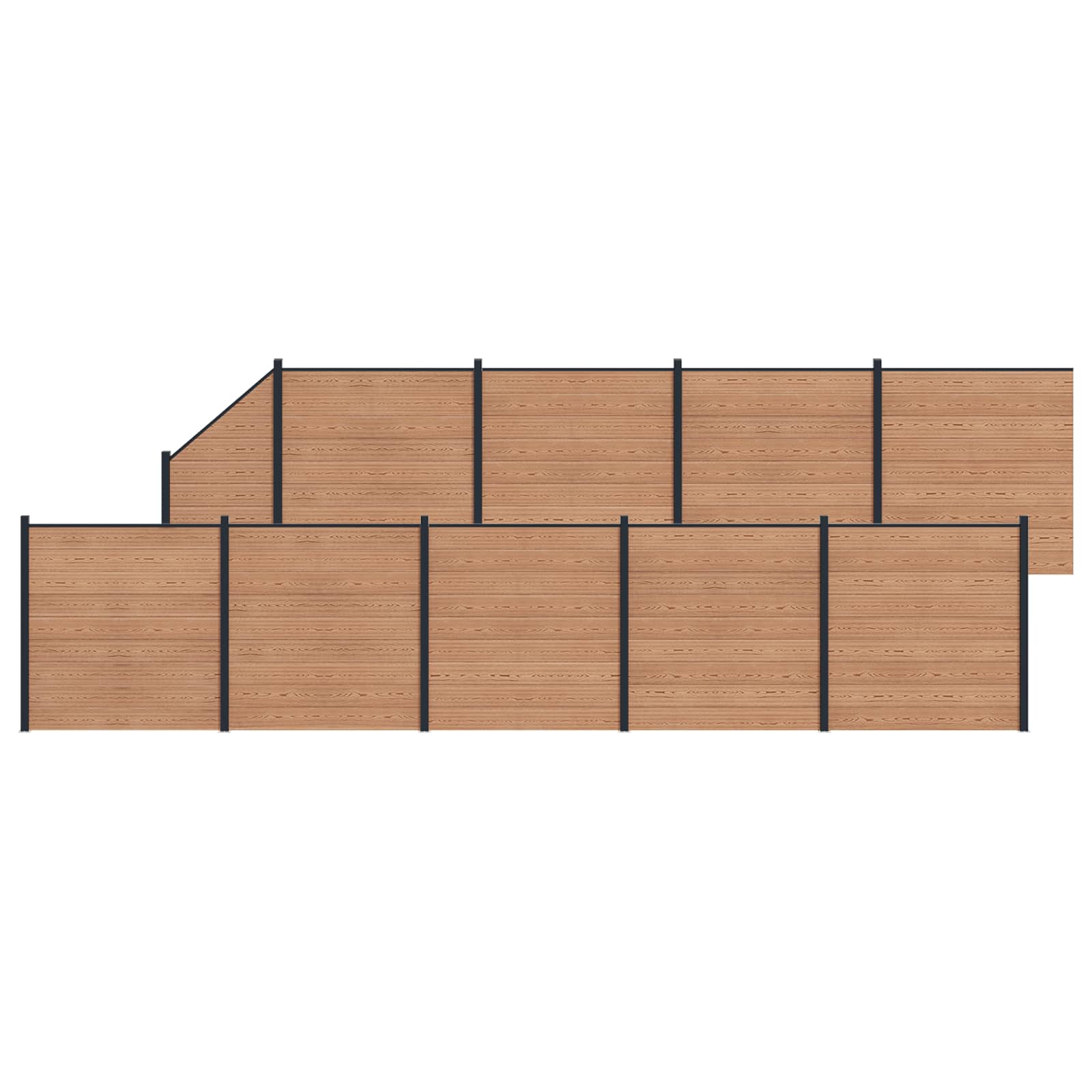 Hekpaneel 10 pcs WPC en Aluminium Bruin is nu te koop bij PeponiXL, paradijselijk wonen!