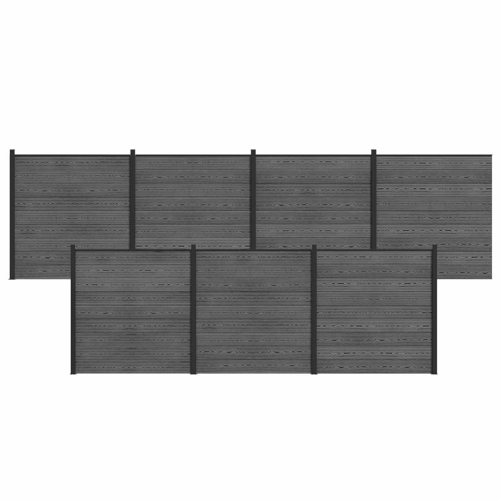 Hekpaneel 7 pcs WPC en Aluminium Grijs is nu te koop bij PeponiXL, paradijselijk wonen!