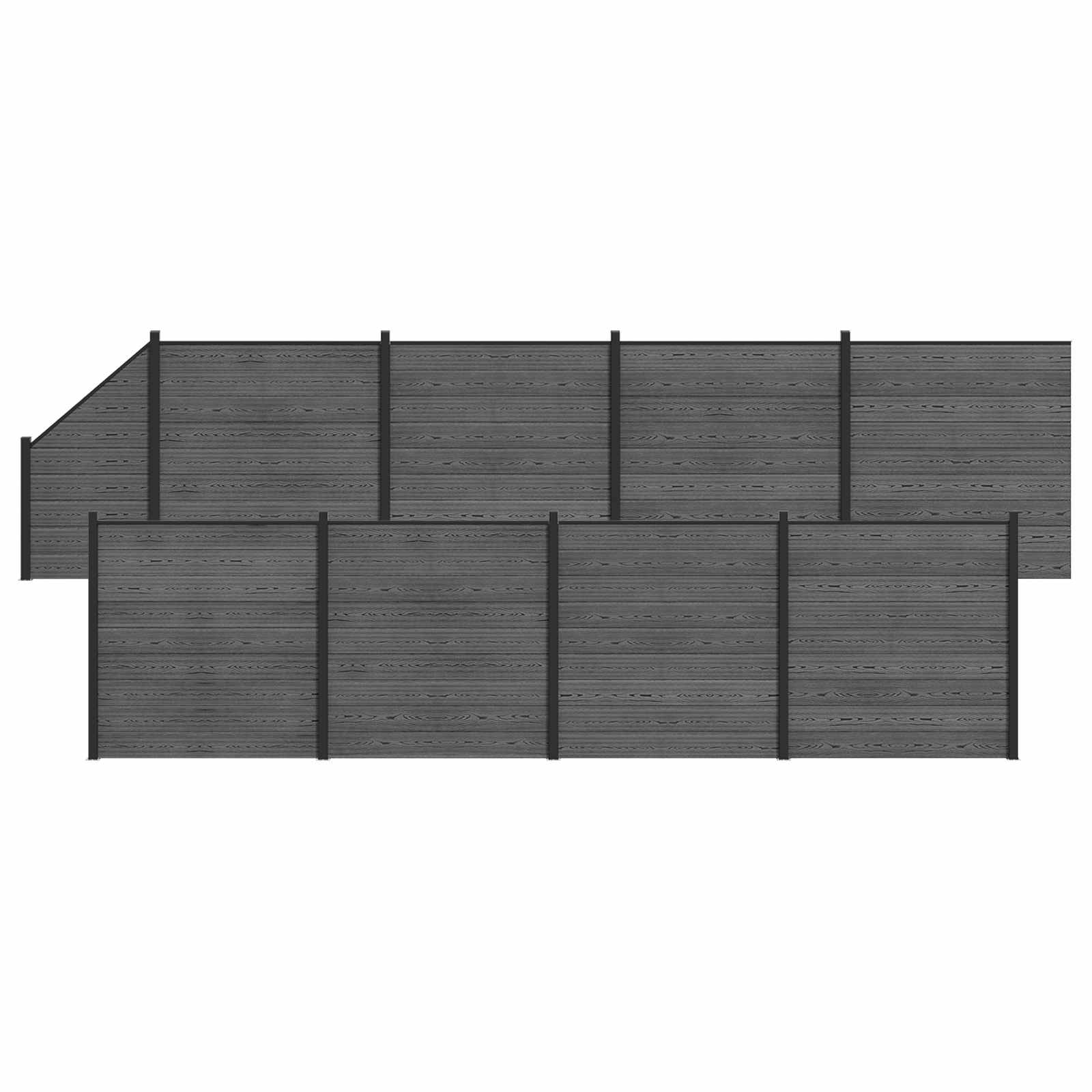 Hekpaneel 9 pcs WPC en Aluminium Grijs is nu te koop bij PeponiXL, paradijselijk wonen!