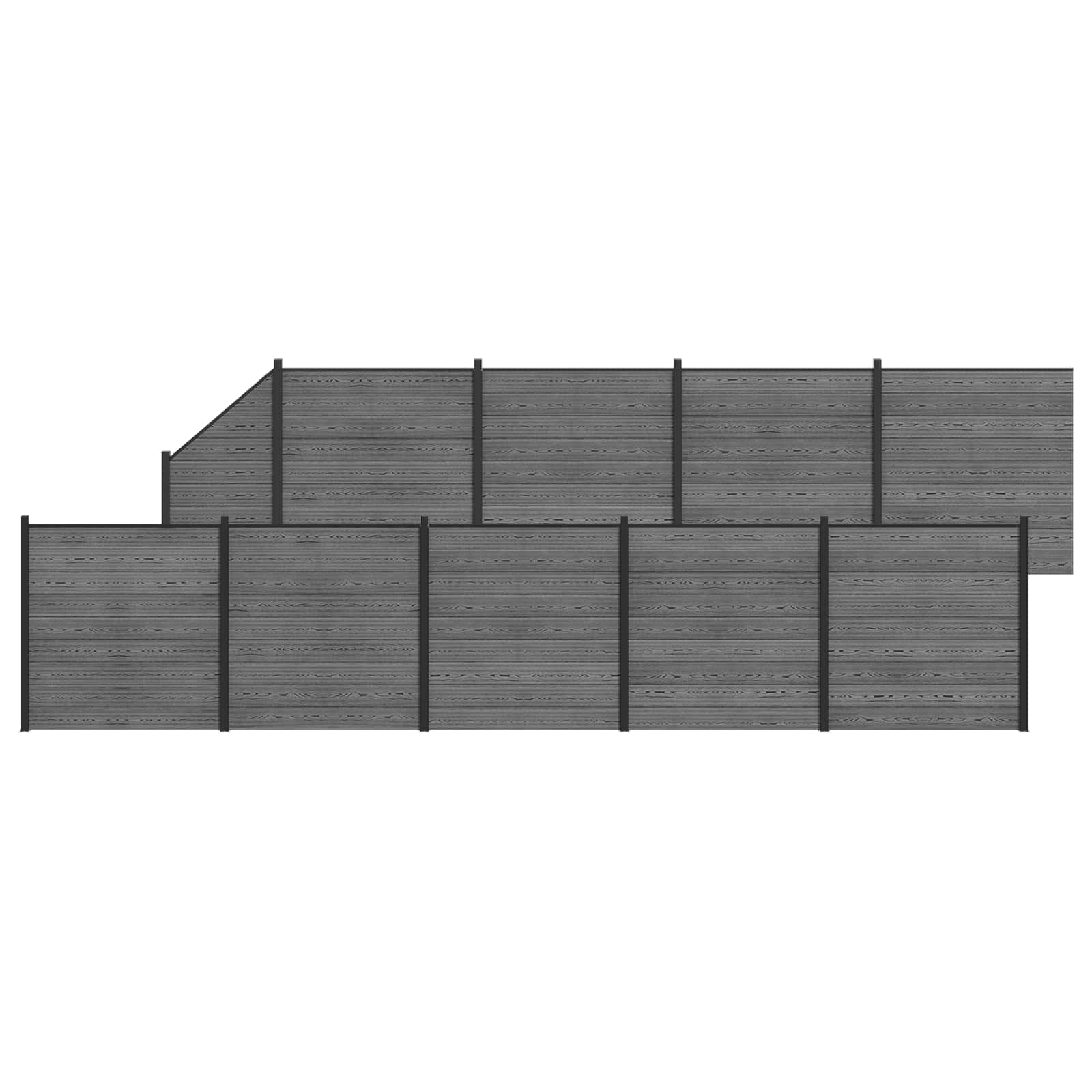 Hekpaneel 10 pcs WPC en Aluminium Grijs is nu te koop bij PeponiXL, paradijselijk wonen!